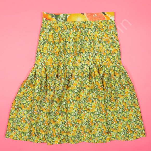 Stella McCartney Lemon Citrus Print Silk Midi Skirt Womens Size 40 - Picture 3 of 7